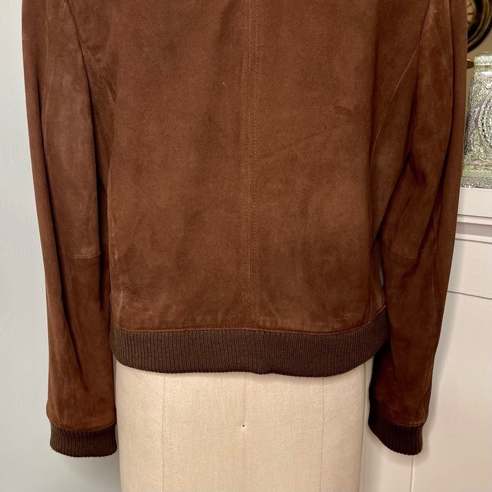 Talbots Brown Suede Leather Bomber Jacket Coat Women’s Size 14 - Picture 8 of 15